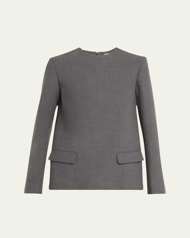 Pocket Long Sleeve Evening Top